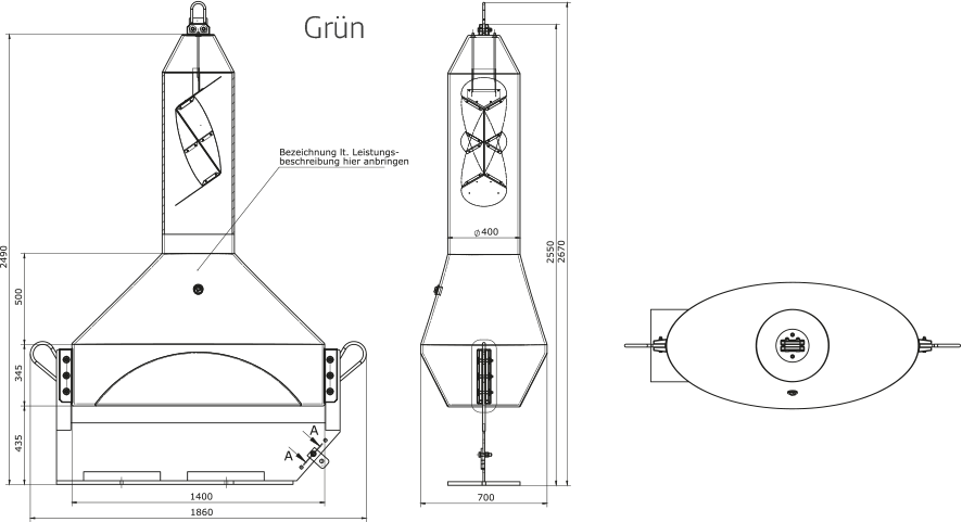 Binnentonne B7 Grün Technische Zeichnung