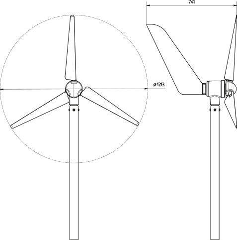 Windrad JM-WP-350 Technische Zeichnung